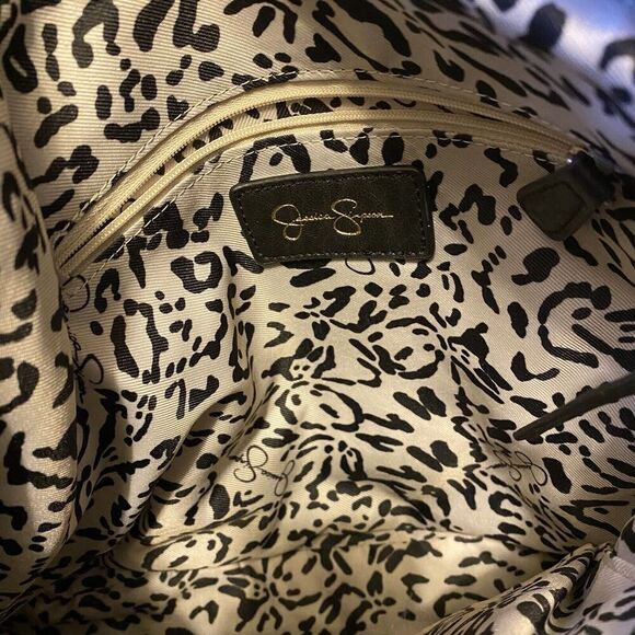 Jessica Simpson Leopard Print Soft Faux Leather Satchel Shoulder Bag Purse NWOT - Picture 5 of 7